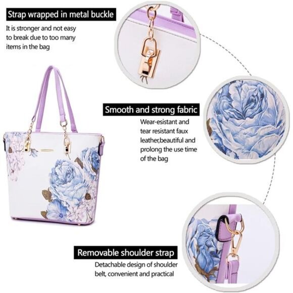 Designer Satchel Tote Handbag for Women - Shoulder Bag with Top Handle - Picture 6 of 6